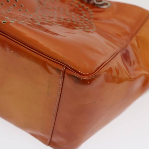 CHANEL Triple Coco Punching Tote Bag Enamel Orange CC Auth jk1312 - Picture 15 of 16